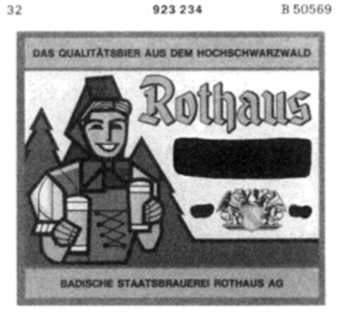 Rothaus BADISCHE STAATSBRAUEREI ROTHAUS AG Logo (DPMA, 21.03.1973)