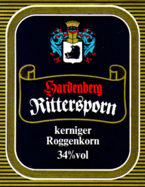 Hardenberg Rittersporn kerniger Roggenkorn 34%vol Logo (DPMA, 30.06.1982)