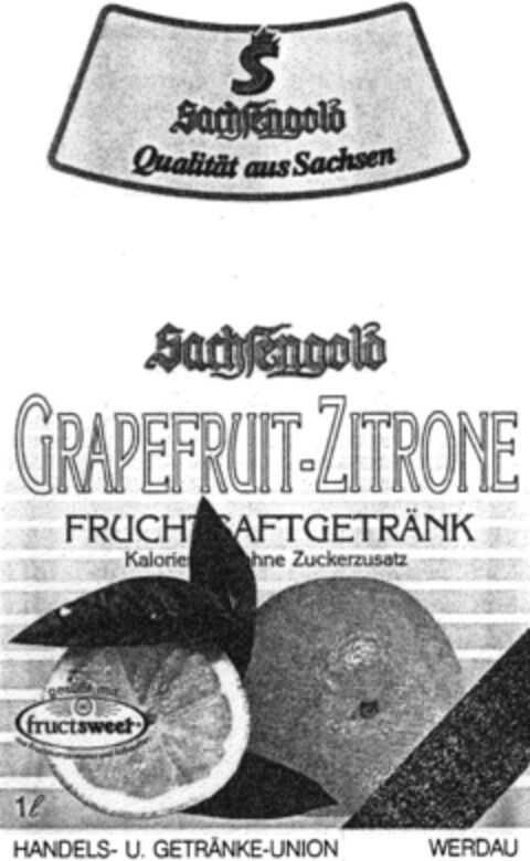 Sachsengold Qualität aus Sachsen Grapefruit-Zitrone Logo (DPMA, 02.12.1992)