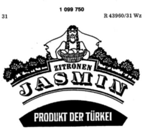 ZITRONEN JASMIN produkt der tÜrkey Logo (DPMA, 01/27/1986)