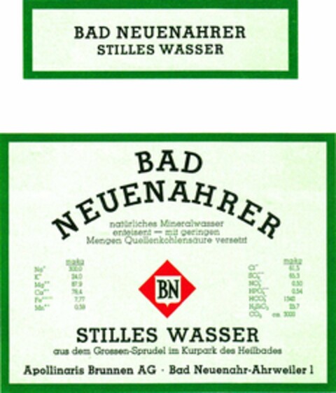 BAD NEUENAHRER STILLES WASSER Logo (DPMA, 30.08.1973)