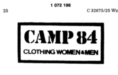 CAMP 84 CLOTHING WOMEN & MEN Logo (DPMA, 11/30/1983)