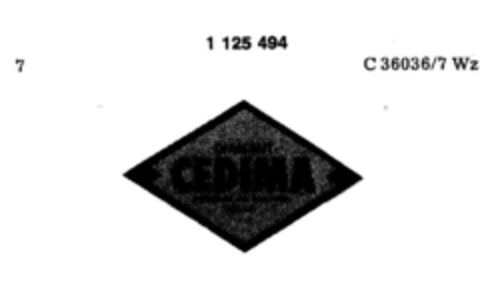 CEDIMA DIAMANT-WERKZEUGE UND MASCHINEN CELLE Logo (DPMA, 24.01.1987)