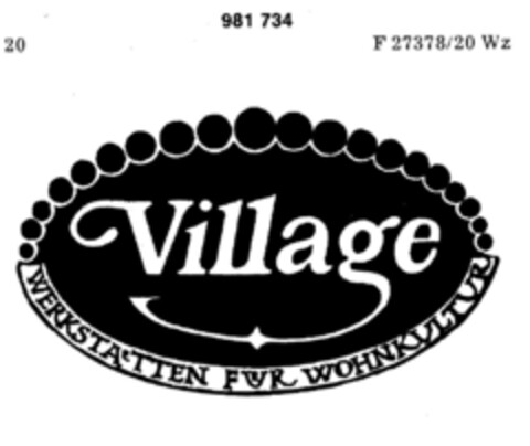 Village WERKSTÄTTEN FÜR WOHNKULTUR Logo (DPMA, 06/10/1977)