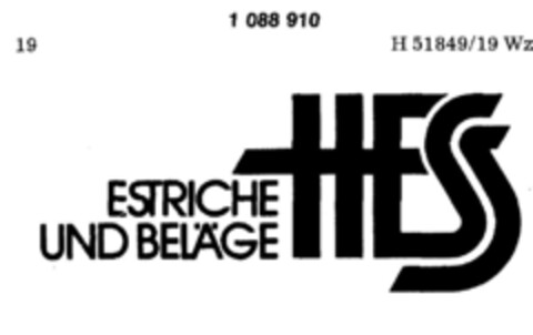 HESS ESTRICHE UND BELÄGE Logo (DPMA, 10/17/1983)