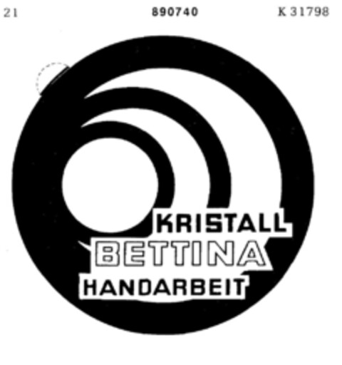 KRISTALL BETTINA HANDARBEIT Logo (DPMA, 23.04.1971)