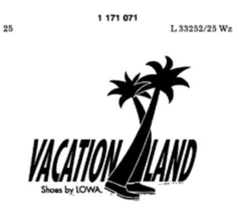 VACATION LAND Shoes by LOWA Logo (DPMA, 19.02.1990)