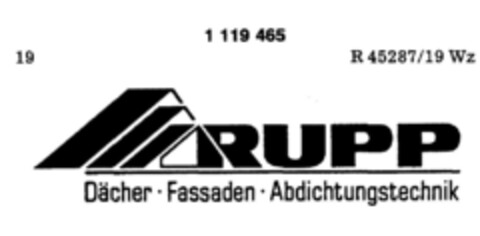 RUPP Dächer   Fassaden   Abdichtungstechnik Logo (DPMA, 04/03/1987)