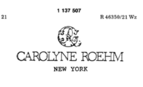 CAROLYNE ROEHM Logo (DPMA, 11.02.1988)