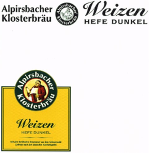 Alpirsbacher Klosterbräu Weizen HEFE DUNKEL Logo (DPMA, 14.03.2007)