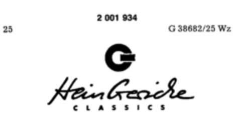 G Hein Gericke C L A S S I C S Logo (DPMA, 24.10.1990)