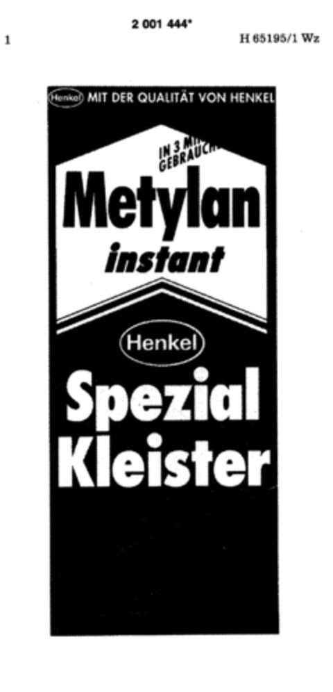 Metylan instant Spezial Kleister Henkel Logo (DPMA, 25.03.1991)