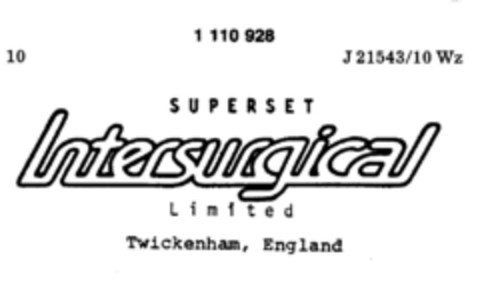 S U P E R S E T Intersurgical L i m i t e d  Twickenham, England Logo (DPMA, 12/19/1986)