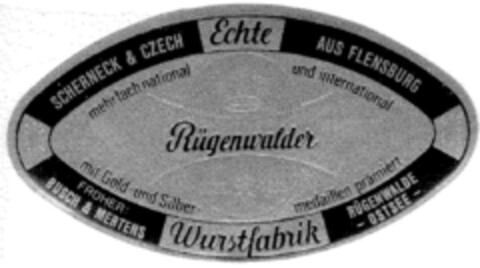 Echte Rüegenwalder Wurstfabrik Logo (DPMA, 10/27/1984)