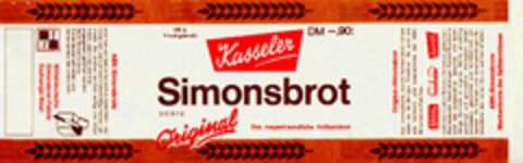 Kasseler Simonsbrot SORTE Original Das magenfreundliche Vollkornbrot Logo (DPMA, 29.10.1969)