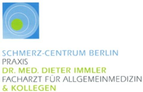 SCHMERZ-CENTRUM BERLIN PRAXIS DR. MED. DIETER IMMLER FACHARZT FÜR ALLGEMEINMEDIZIN & KOLLEGEN Logo (DPMA, 18.02.2013)