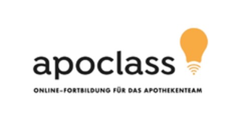 apoclass ONLINE-FORTBILDUNG FÜR DAS APOTHEKENTEAM Logo (DPMA, 05/08/2017)