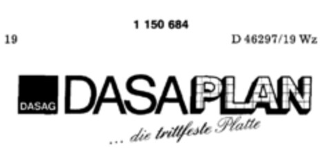 DASAG DASA PLAN...die trittfeste Platte Logo (DPMA, 03/23/1989)