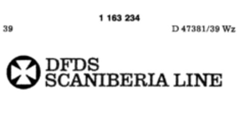 DFDS SCANIBERIA LINE Logo (DPMA, 06.12.1989)