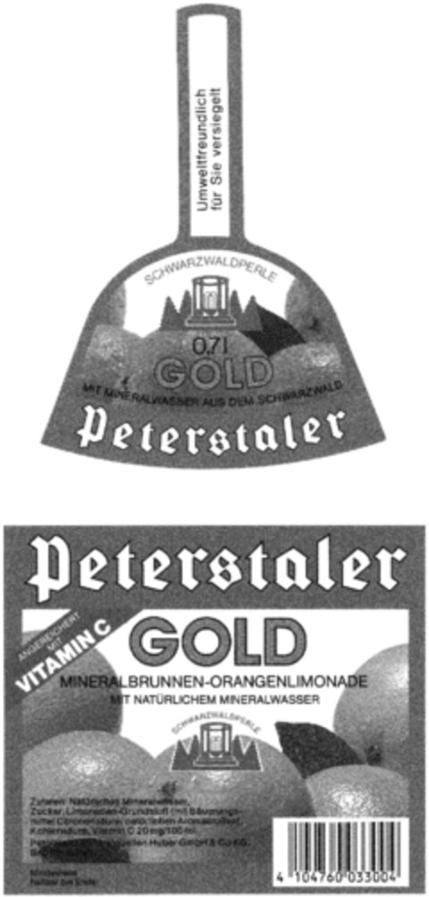 Peterstaler GOLD Logo (DPMA, 31.01.1992)