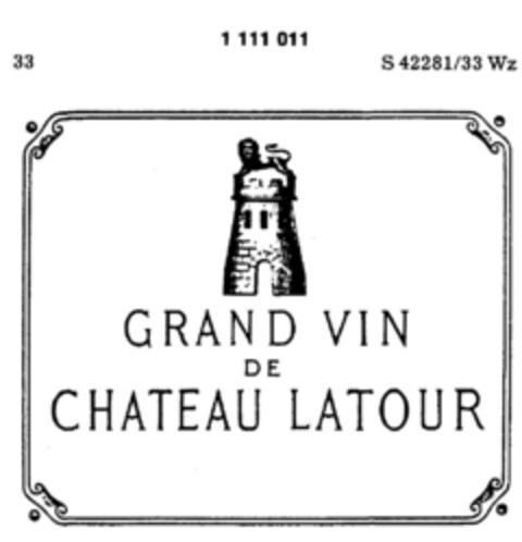 GRAND VIN DE CHATEAU LATOUR Logo (DPMA, 10.09.1985)