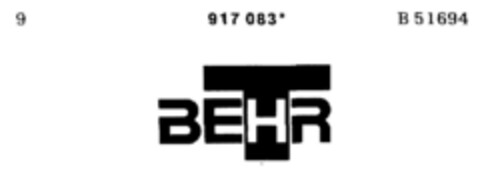 BEHR T Logo (DPMA, 10/23/1973)
