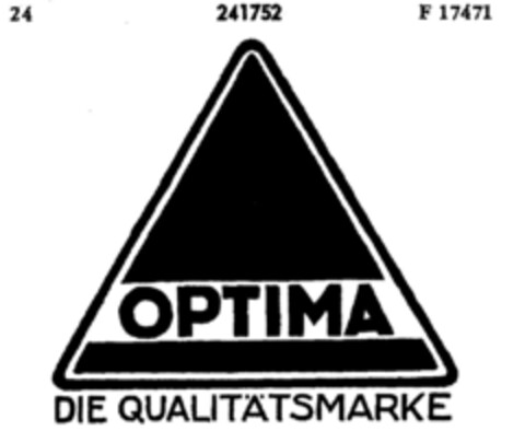 OPTIMA DIE QUALITÄTSMARKE Logo (DPMA, 11/17/1919)