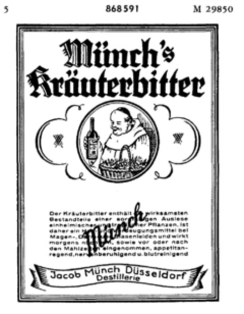 Münch`s Kräuterbitter Logo (DPMA, 23.07.1968)