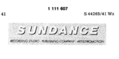 SUNDANCE RECORDING STUDIO Logo (DPMA, 27.12.1986)