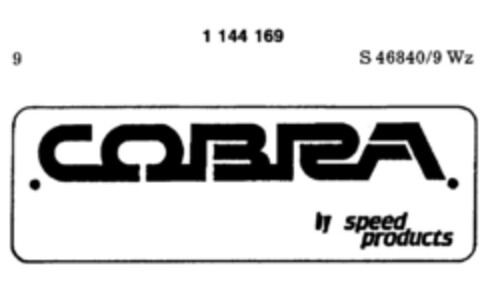 COBRA by speed products Logo (DPMA, 16.06.1988)