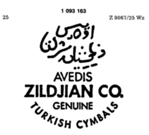 AVEDIS ZILDJIAN CO. GENUINE TURKISH CYMBALS Logo (DPMA, 29.01.1985)