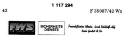 FWS SICHERHEITS DIENSTE Frankfurter Wach- und Schließ-KG Koch GmbH&Co. Logo (DPMA, 23.02.1987)