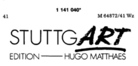 STUTTGART EDITION HUGO MATTHAES Logo (DPMA, 04/10/1989)