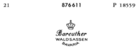 Bareuther WALDSASSEN BAVARIA Logo (DPMA, 21.11.1969)