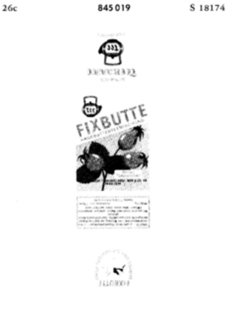 FIXBUTTE HAGEBUTTENTEEMISCHUNG Logo (DPMA, 24.11.1965)