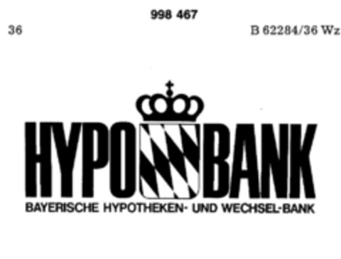 HYPO BANK BAYERISCHE HYPOTHEKEN- UND WECHSELBANK Logo (DPMA, 13.03.1979)