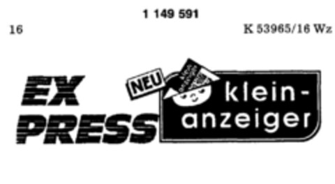 EX PRESS NEU klein-anzeiger Logo (DPMA, 09.02.1989)