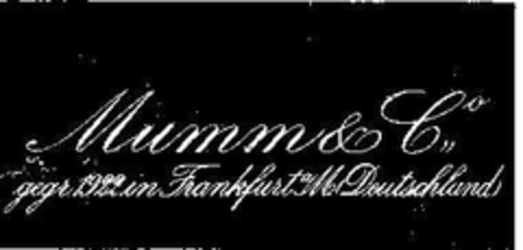 Mumm & Co gegr. 1922 in Frankfurt a.M. Deutschland Logo (DPMA, 20.07.1938)