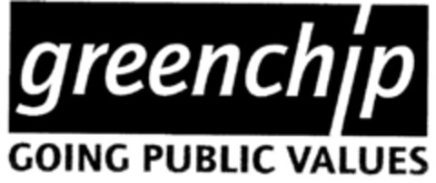 greenchip GOING PUBLIC VALUES Logo (DPMA, 10/30/2000)