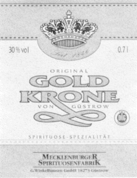 ORIGINAL GOLD KRONE VON GÜSTROW Logo (DPMA, 30.03.1995)