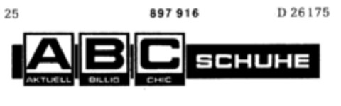 ABC SCHUHE AKTUELL-BILLIG-CHIC Logo (DPMA, 26.11.1971)