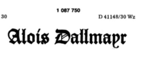 Alois Dallmayr Logo (DPMA, 07/02/1985)