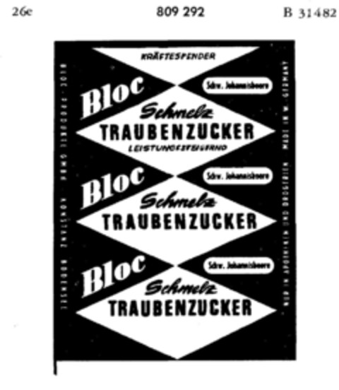 Bloc Schmelz TRAUBENZUCKER Logo (DPMA, 05/08/1964)