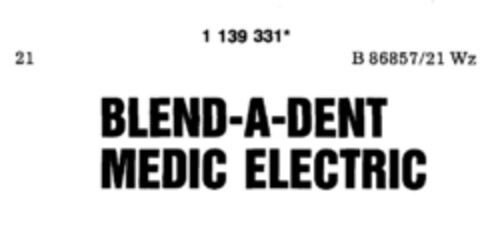 BLEND-A-DENT MEDIC ELECTRIC Logo (DPMA, 18.03.1989)