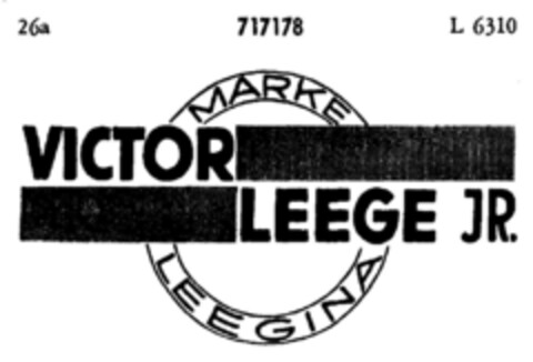 VICTOR MARKE LEEGE JR. LEEGINA Logo (DPMA, 05.08.1957)