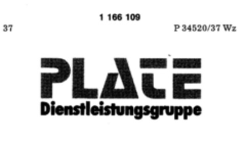 PLATE Dienstleistungsgruppe Logo (DPMA, 03.11.1986)