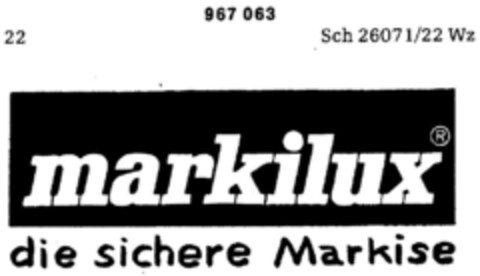 markilux die sichere Markise Logo (DPMA, 09/15/1976)