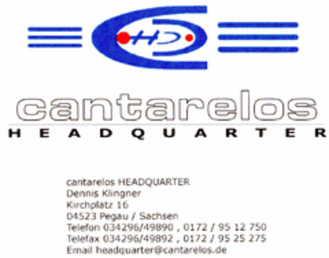 cantarelos HEADQUARTER Logo (DPMA, 06/13/2000)