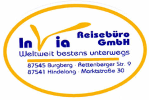 Invia Reisebüro GmbH Weltweit bestens unterwegs Logo (DPMA, 31.08.2000)