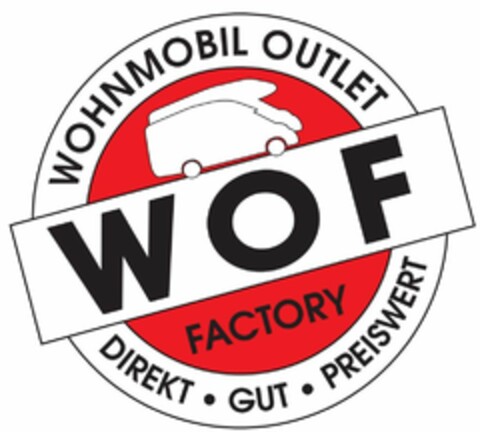 WOF FACTORY WOHNMOBIL OUTLET DIREKT GUT PREISWERT Logo (DPMA, 29.05.2013)